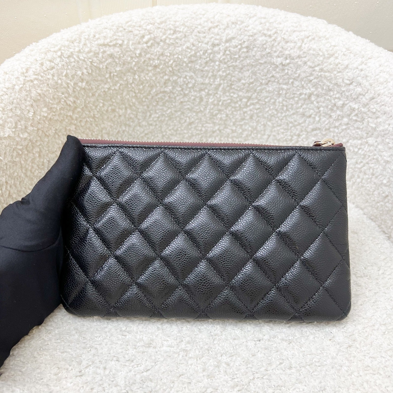 Chanel Classic Small O Case Pouch in Black Caviar and Lghw Handbag