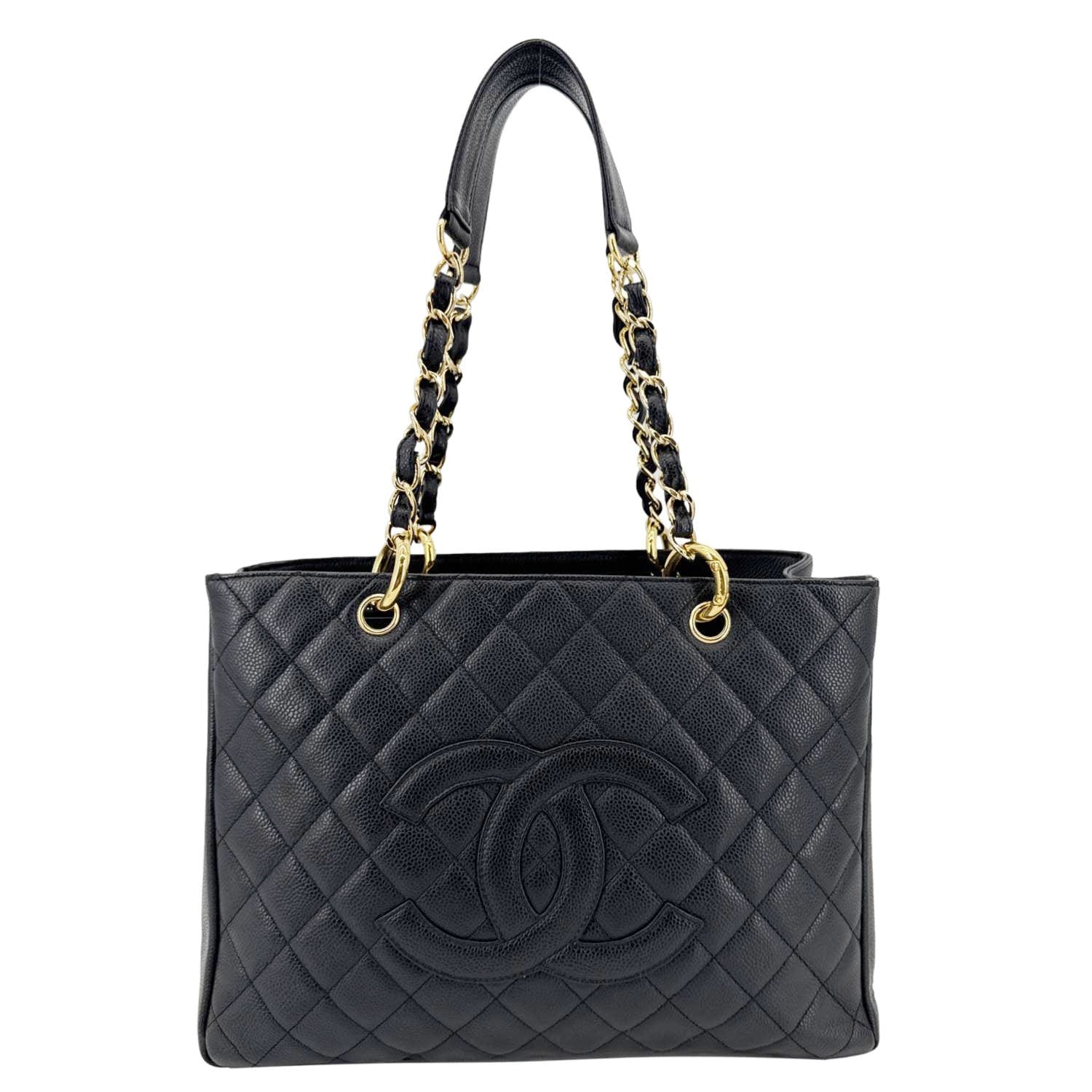 Chanel Grand Shopping Quilted Leather Black Travel Bag Shopping Tote