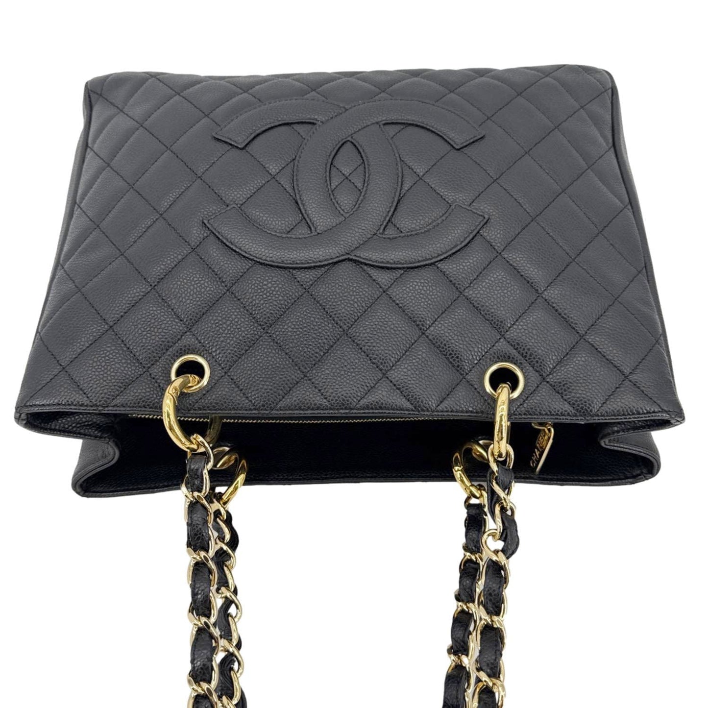 Chanel Grand Shopping Quilted Leather Black Travel Bag Shopping Tote