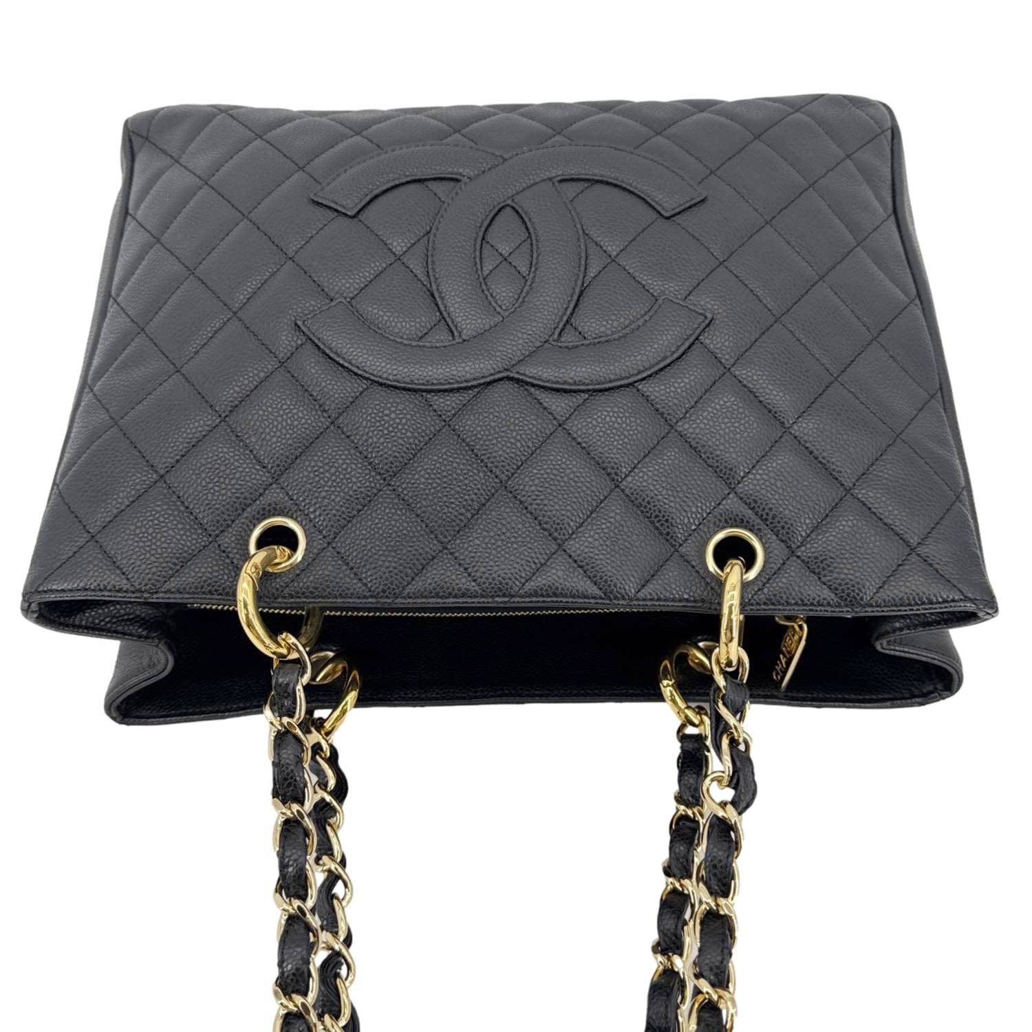 Chanel Grand Shopping Quilted Leather Black Travel Bag Shopping Tote