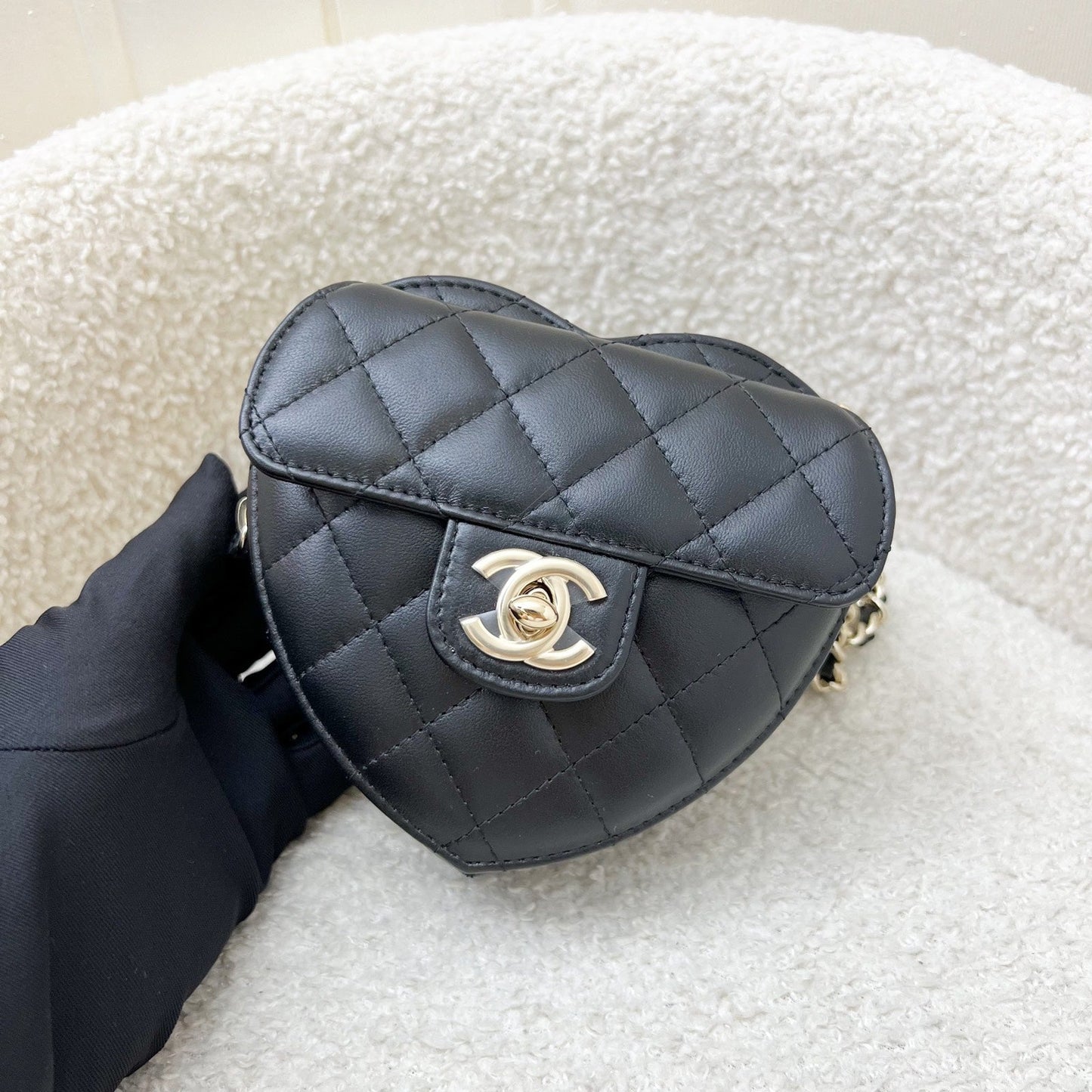 Chanel Mini Heart Clutch with Chain in Black Lambskin and Ghw ( )