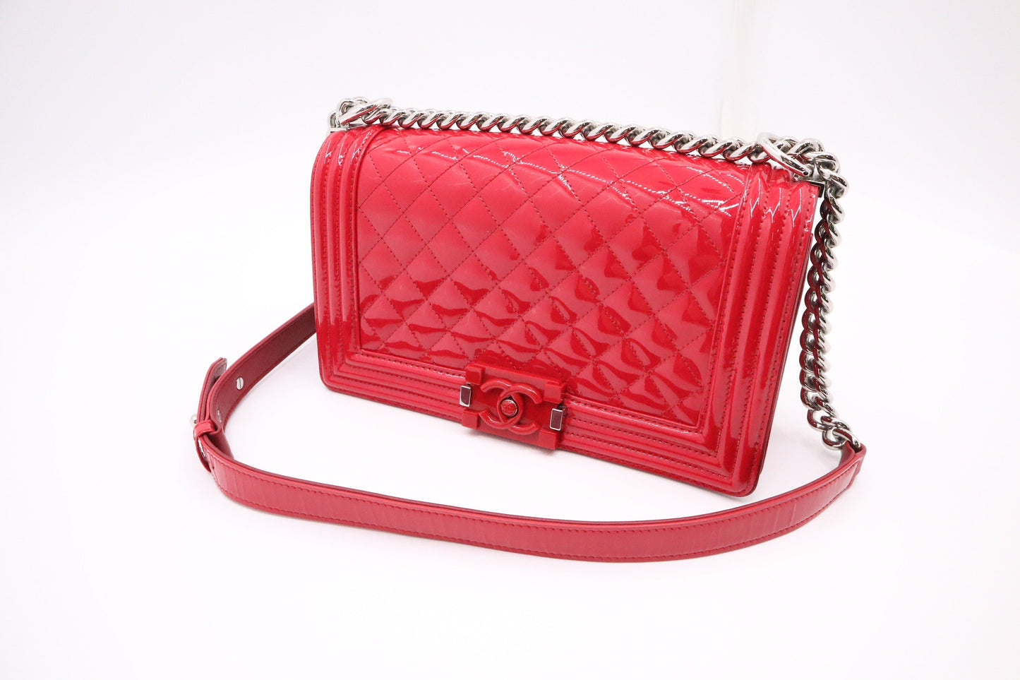Chanel Boy Patent Pink Leather Handbag
