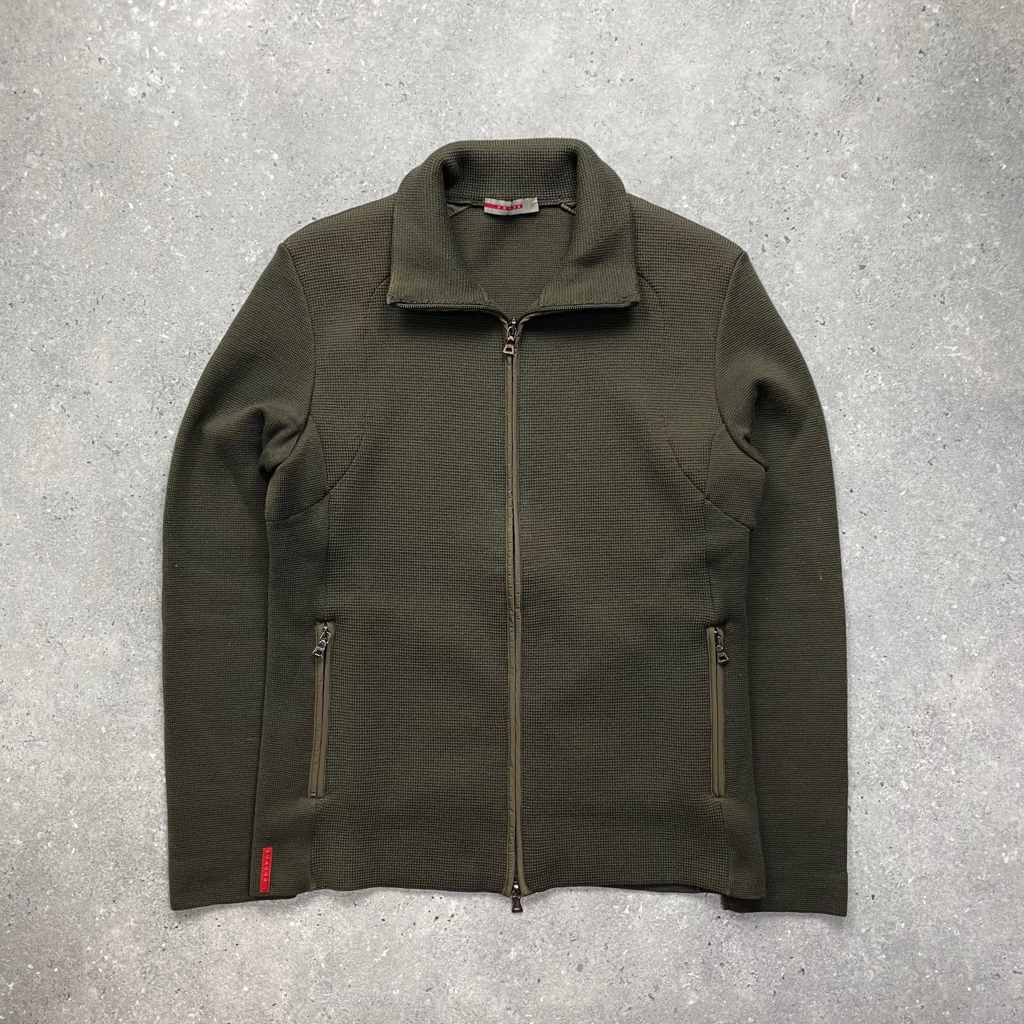 Prada Handbag Sport Moss -Through Knit Jumper Green Zip