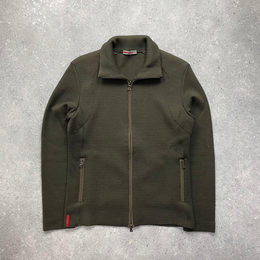 Prada Handbag Sport Moss -Through Knit Jumper Green Zip
