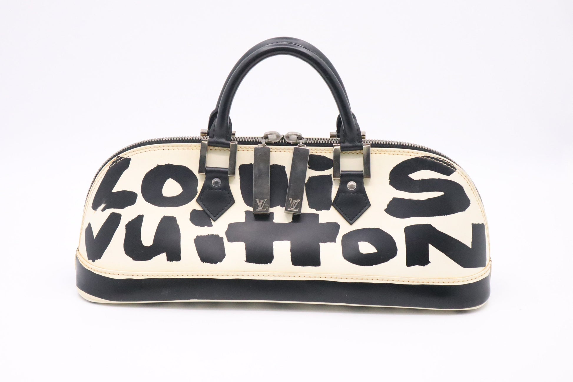 Louis Vuitton x Stephen Spro Alma Horizontal & Black White Leather Handbag