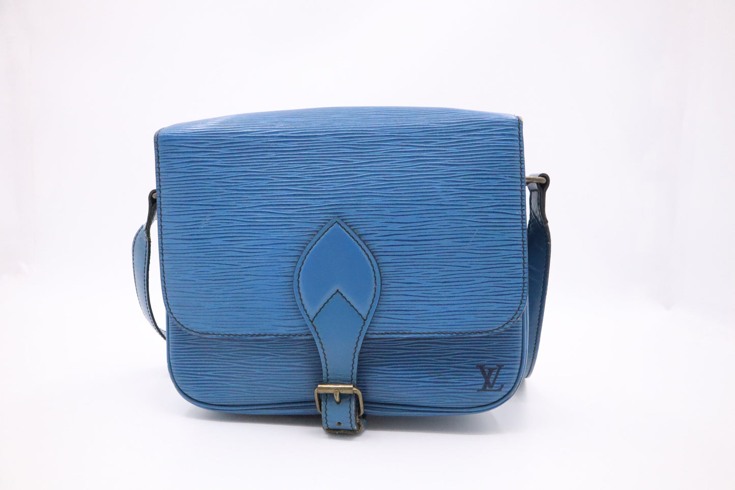 Louis Vuitton Cartouchiere MM Epi Leather Blue Handbag