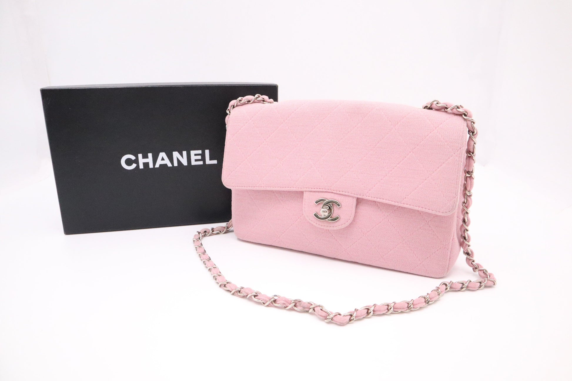 Chanel Flap Cotton Pink Canvas Handbag