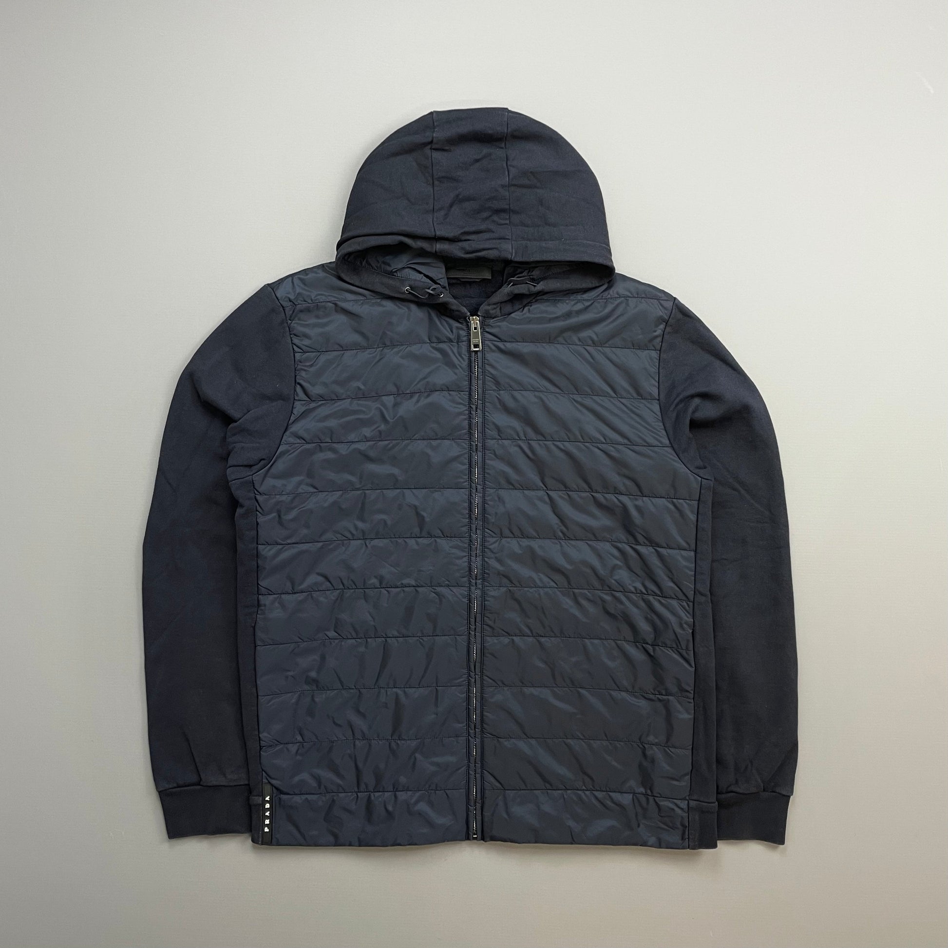 Prada Handbag Sport Padded Hybrid Hooded Jacket 2 Nylon Navy
