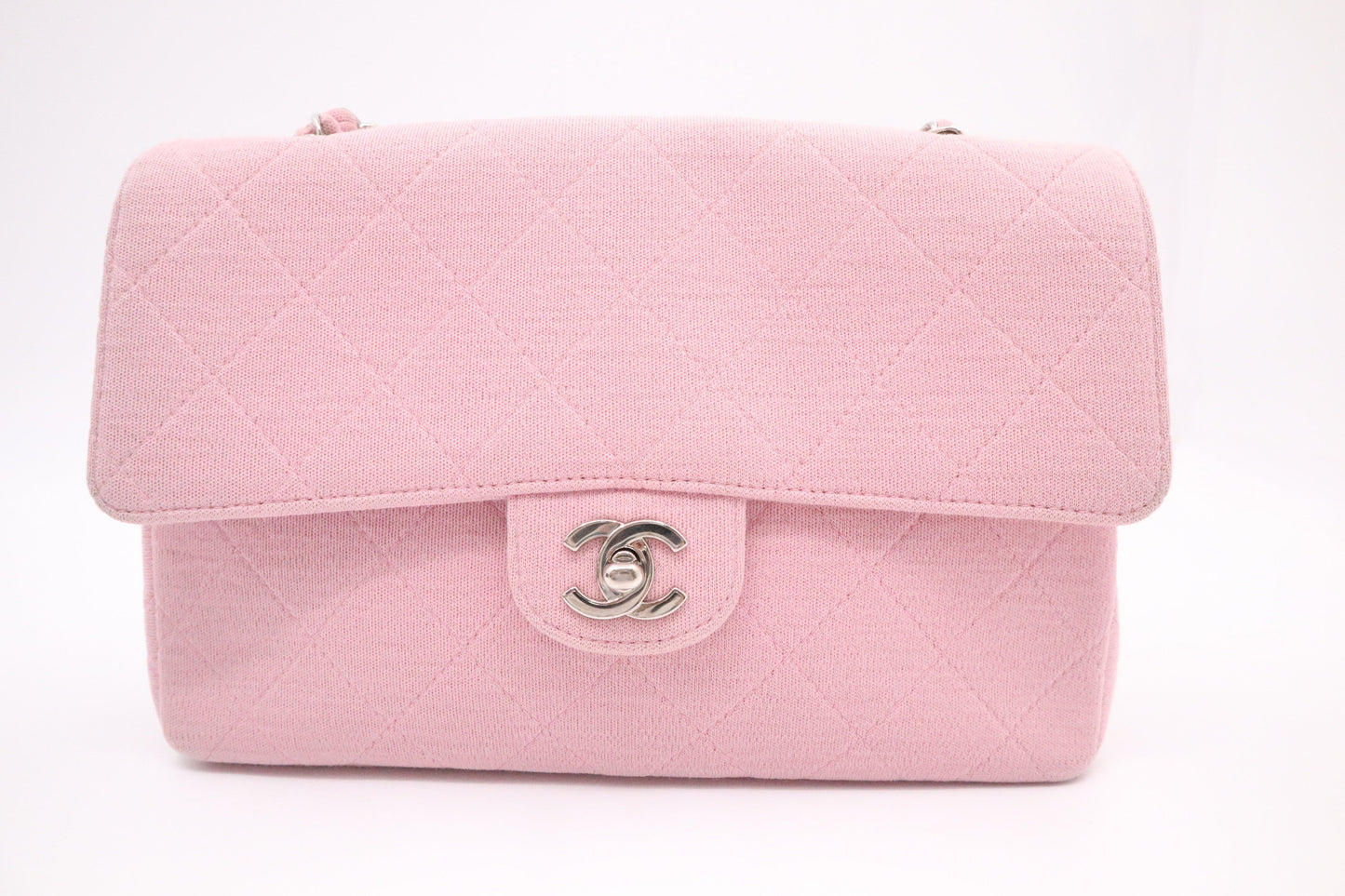 Chanel Flap Cotton Pink Canvas Handbag
