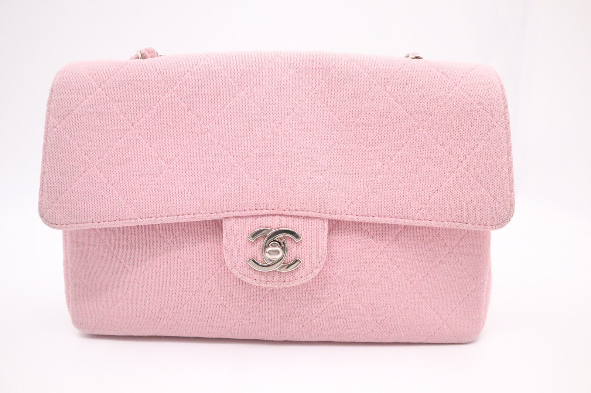 Chanel Flap Cotton Pink Canvas Handbag