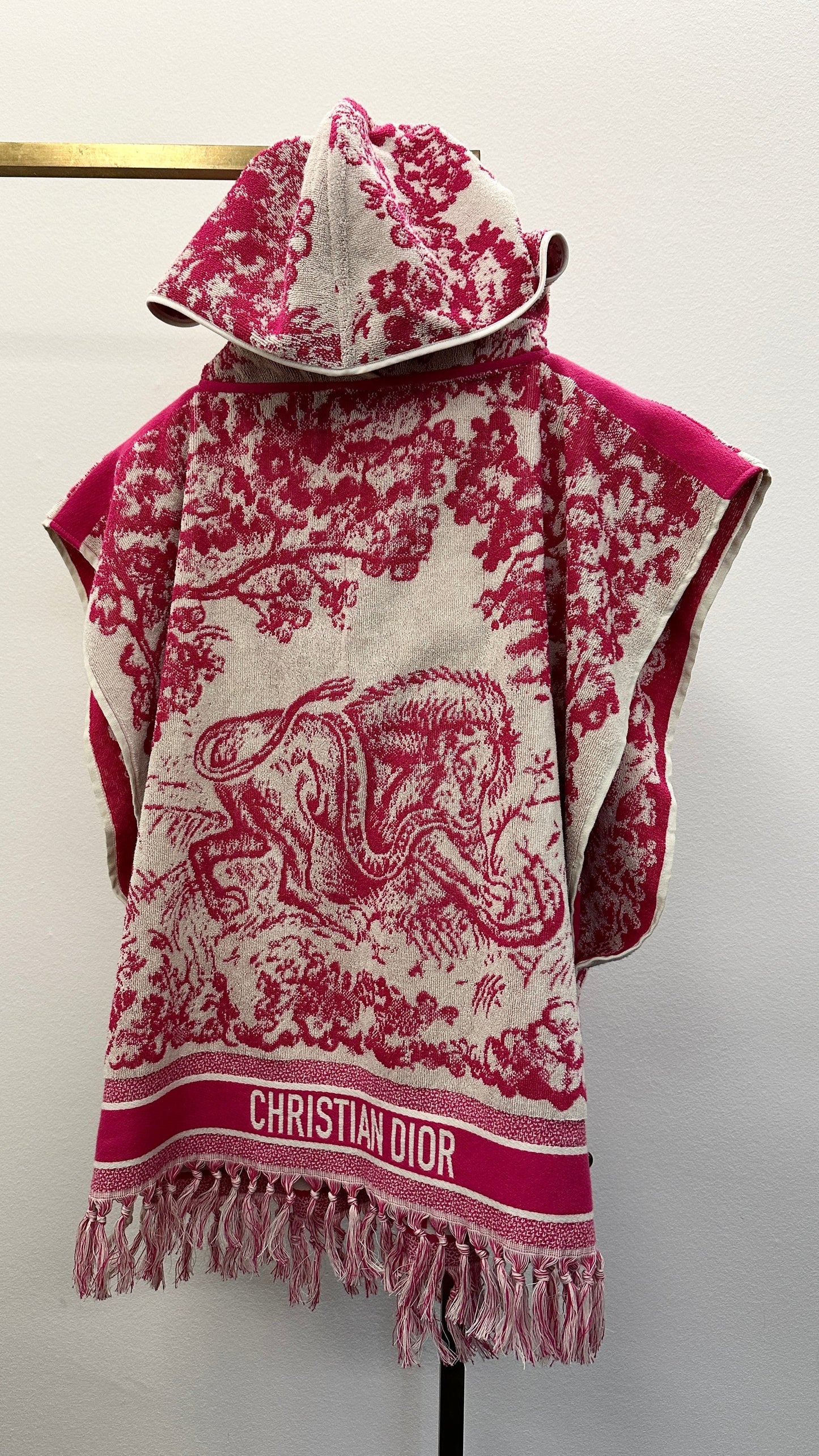 Dior Terry Cloth Fringed Poncho Toile De Jouy 2 Pink Handbag
