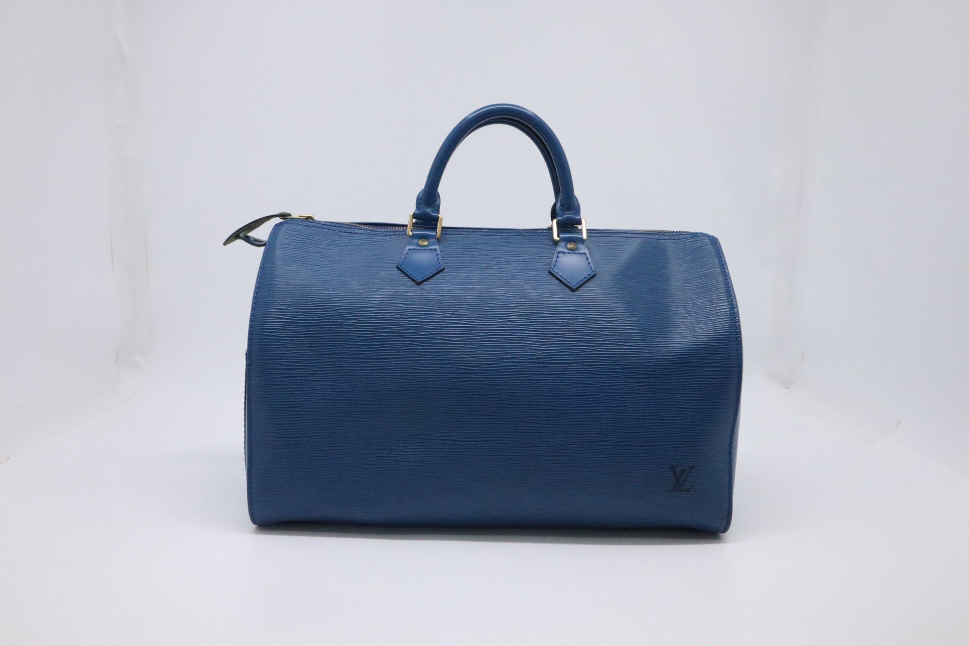 Louis Vuitton Speedy 35 Blue Leather Epi Handbag