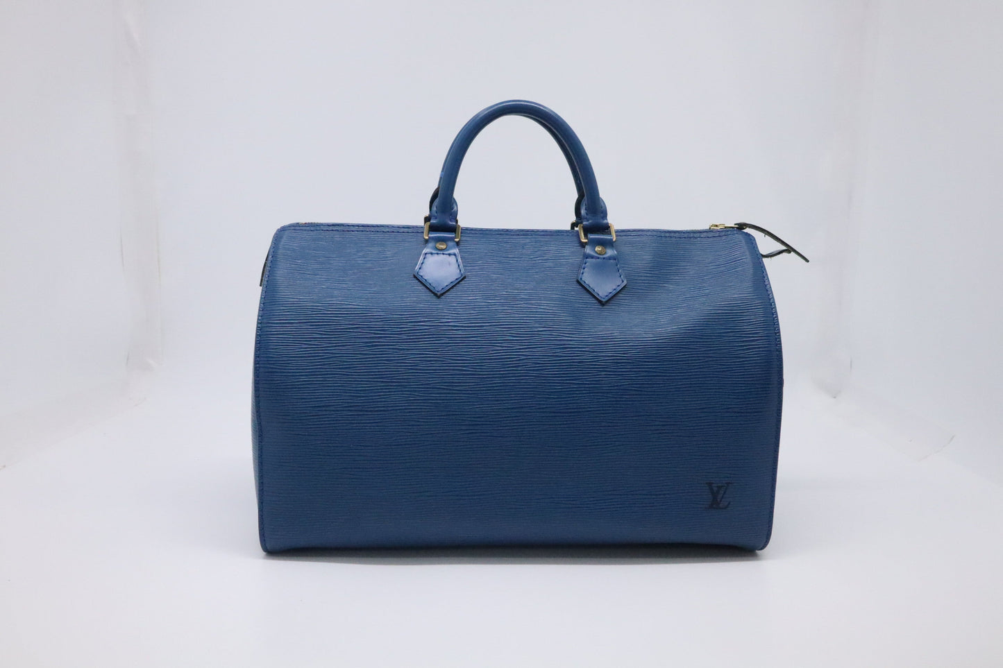 Louis Vuitton Speedy 35 Blue Leather Epi Handbag