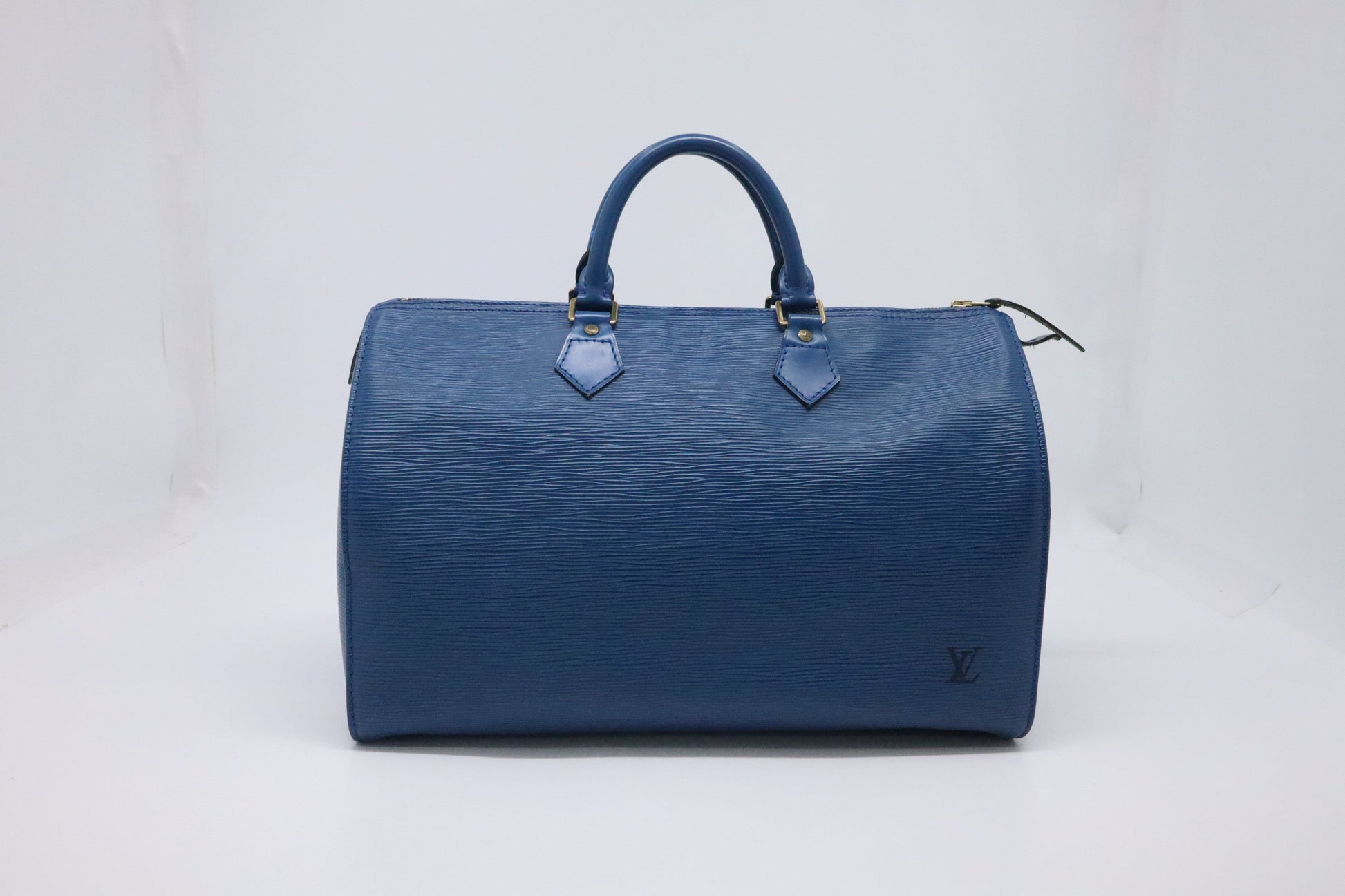 Louis Vuitton Speedy 35 Blue Leather Epi Handbag