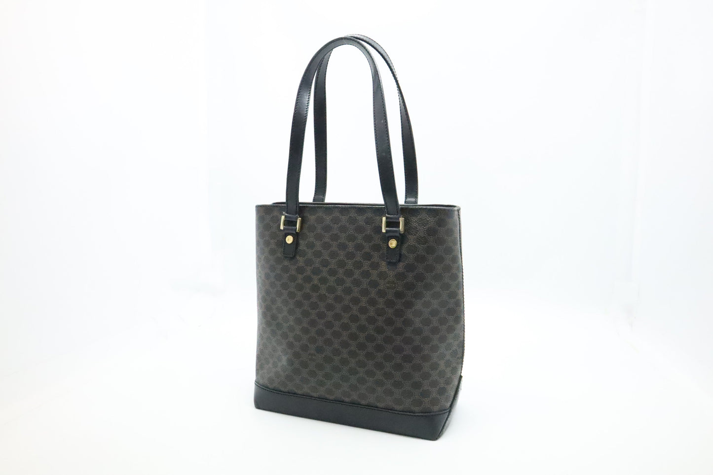 Celine Shoulder Bag In Macadam Canvas Black