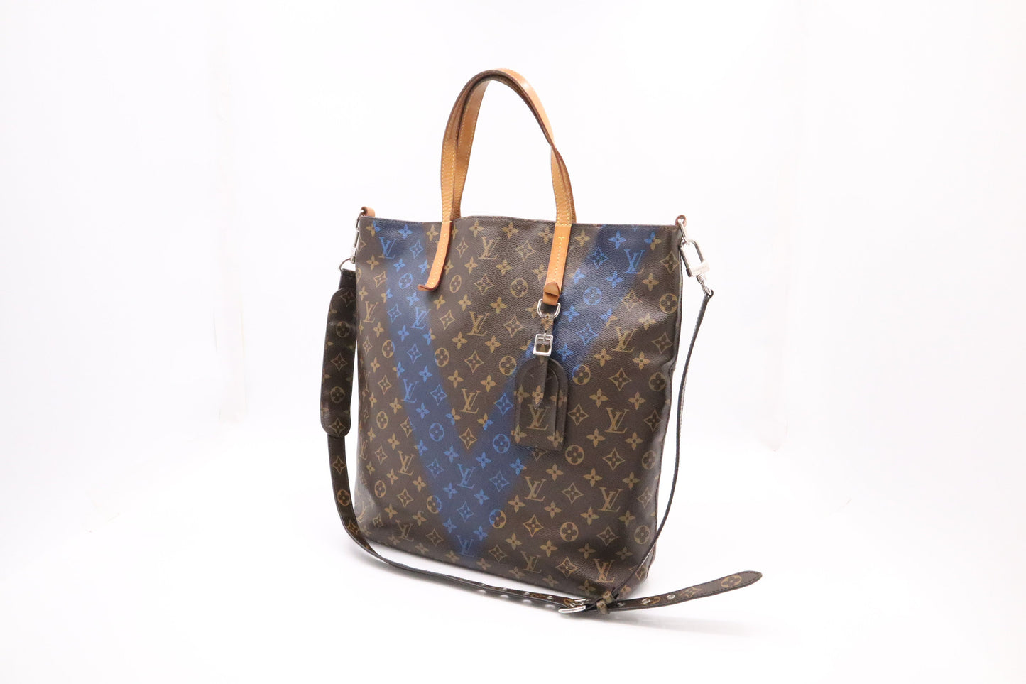 Louis Vuitton Cabas V Line Monogram Canvas Blue Handbag