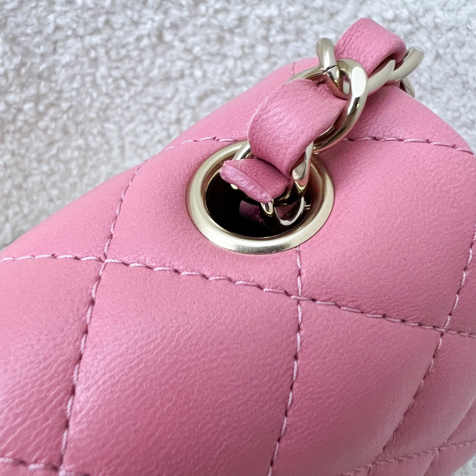 Chanel Mini Rectangle Classic Flap in 21A Pink Lambskin and Lghw Handbag