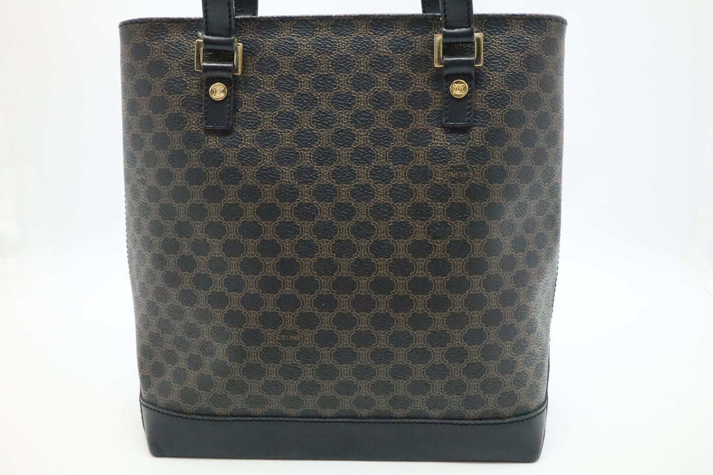Celine Shoulder Bag In Macadam Canvas Black