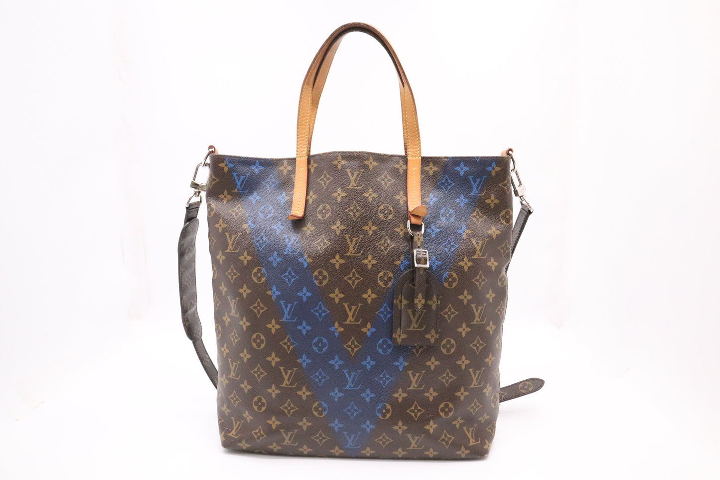 Louis Vuitton Cabas V Line Monogram Canvas Blue Handbag