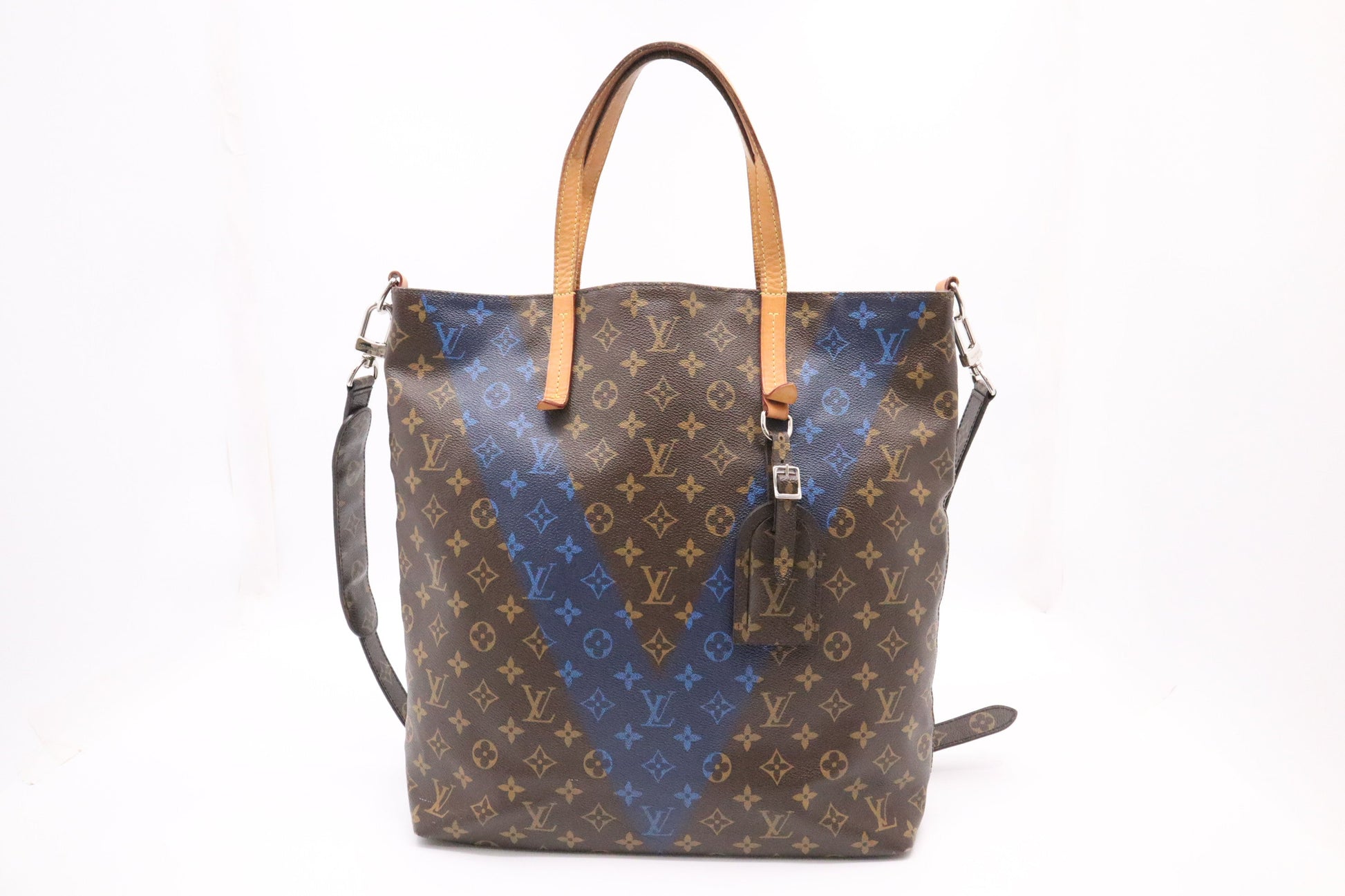 Louis Vuitton Cabas V Line Monogram Canvas Blue Handbag