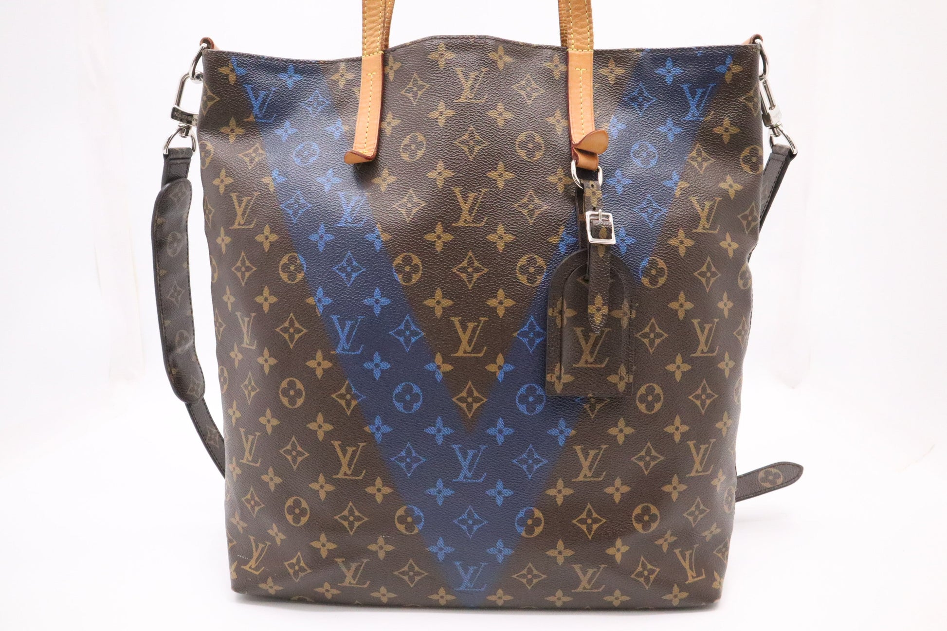 Louis Vuitton Cabas V Line Monogram Canvas Blue Handbag