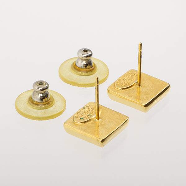 Chanel 1999 Made Square Logo Pierced Earrings