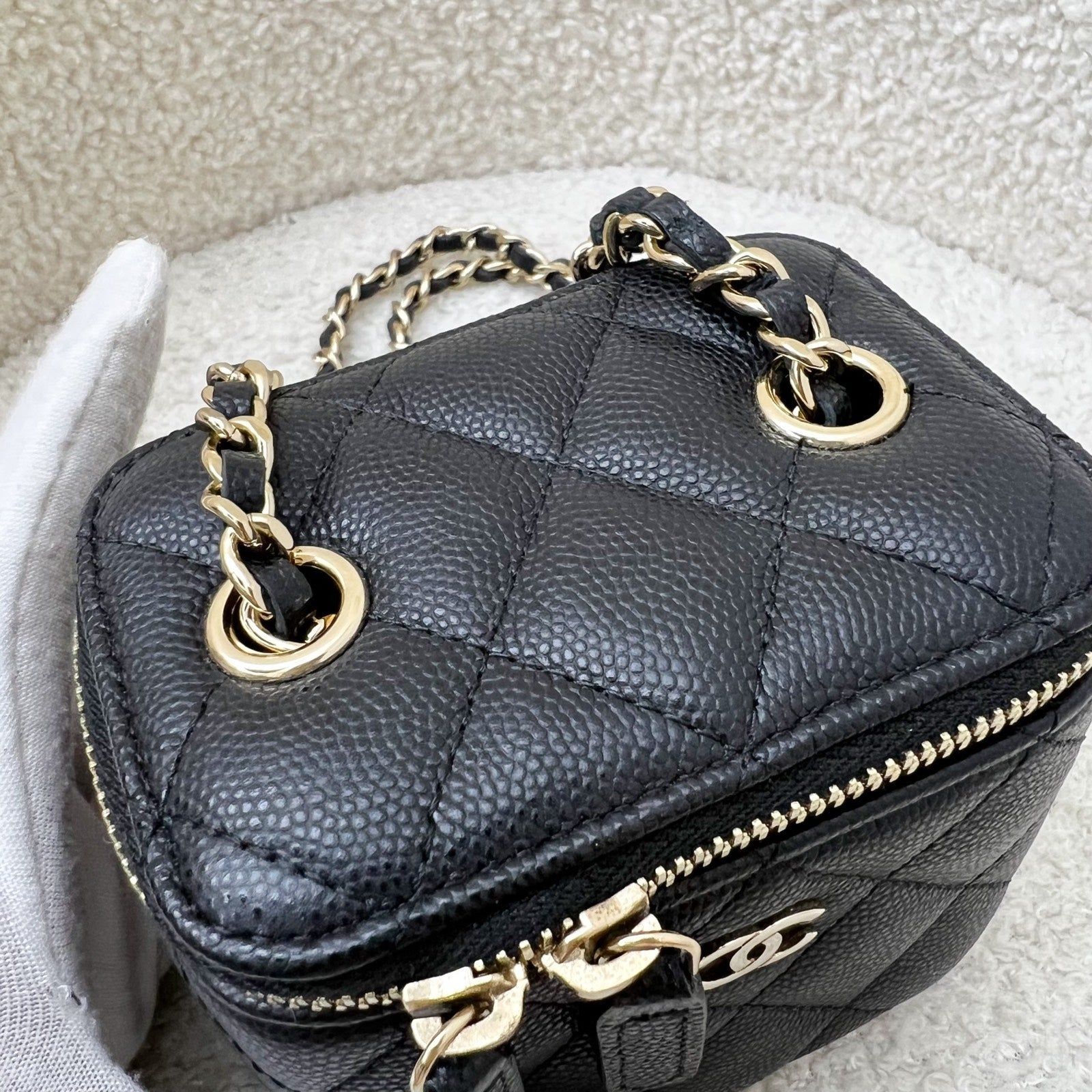 Chanel 20S Mini Cube Vanity In Black Caviar And Lghw Bag