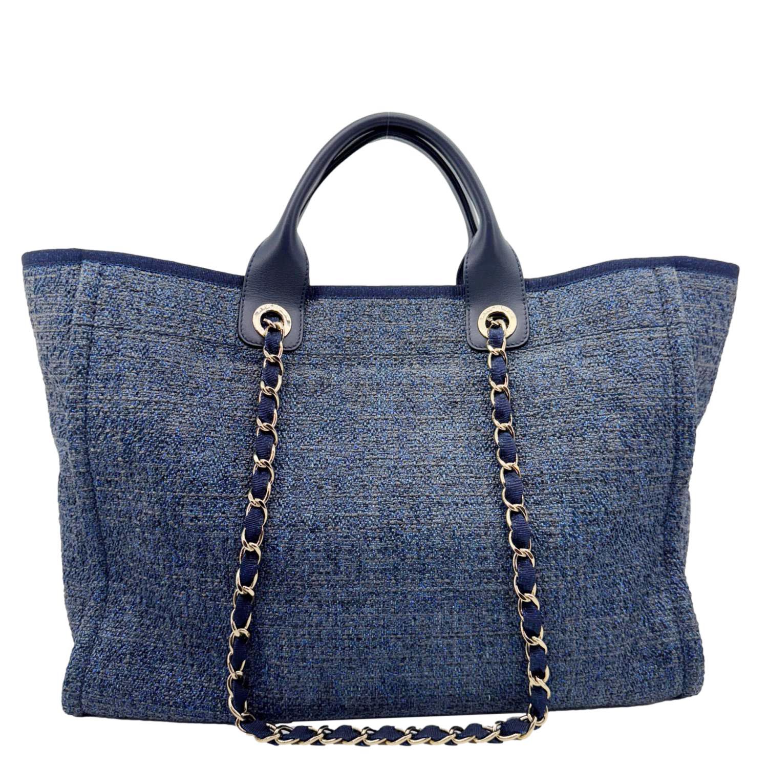 Chanel Deauville Tweed Shopping Blue Travel Bag