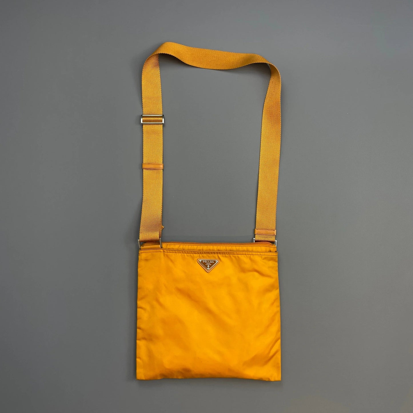 Prada Crossbody Bag Golden Plue Crossbody Shoulder Bag Nylon Orange