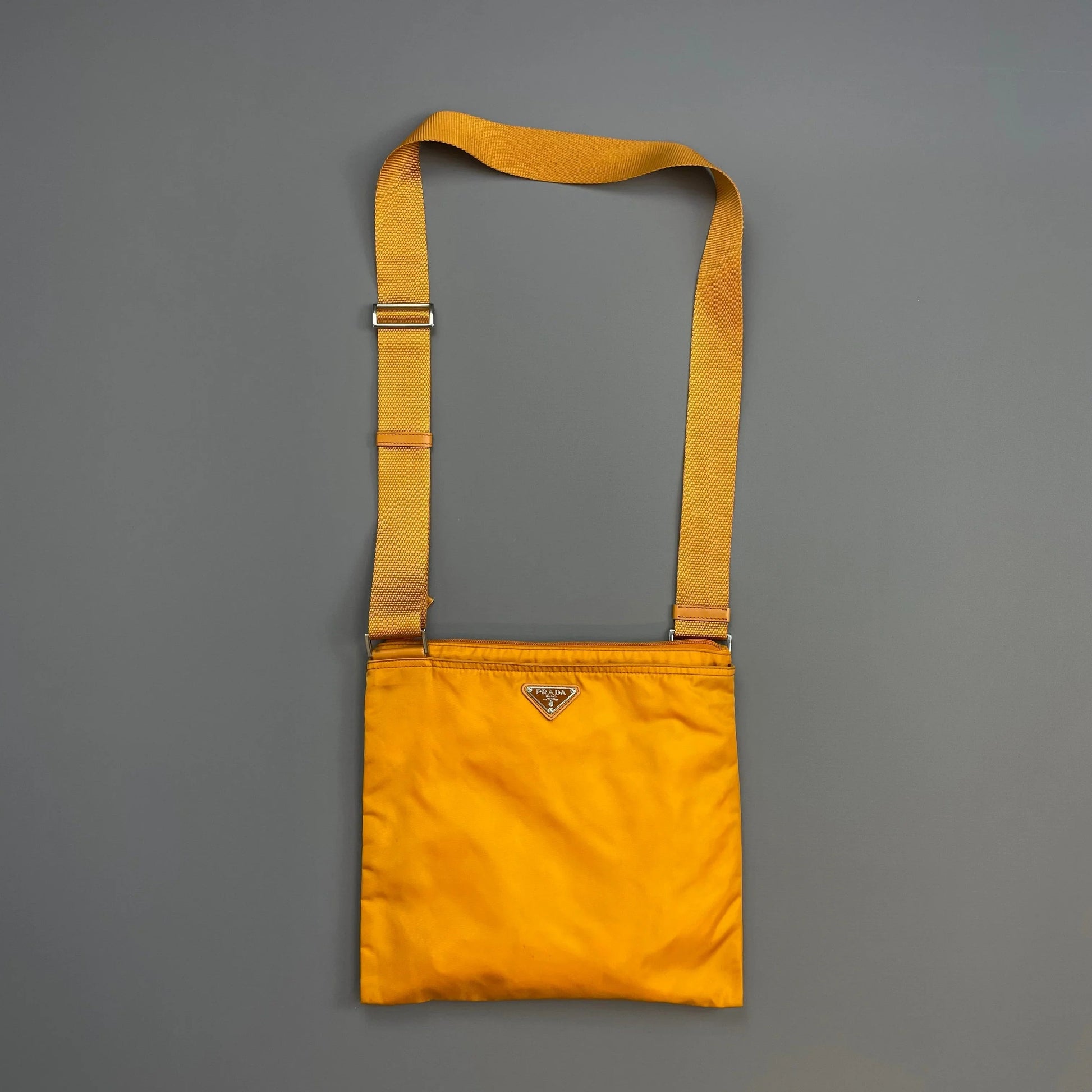 Prada Crossbody Bag Golden Plue Crossbody Shoulder Bag Nylon Orange