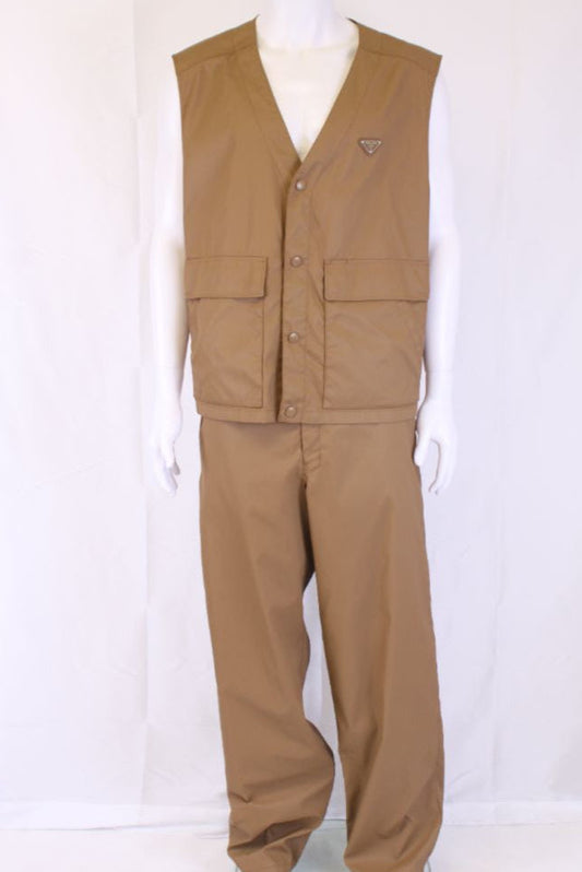 Prada Handbag Waistcoat Tro r Co-Ord XL Nylon Tan