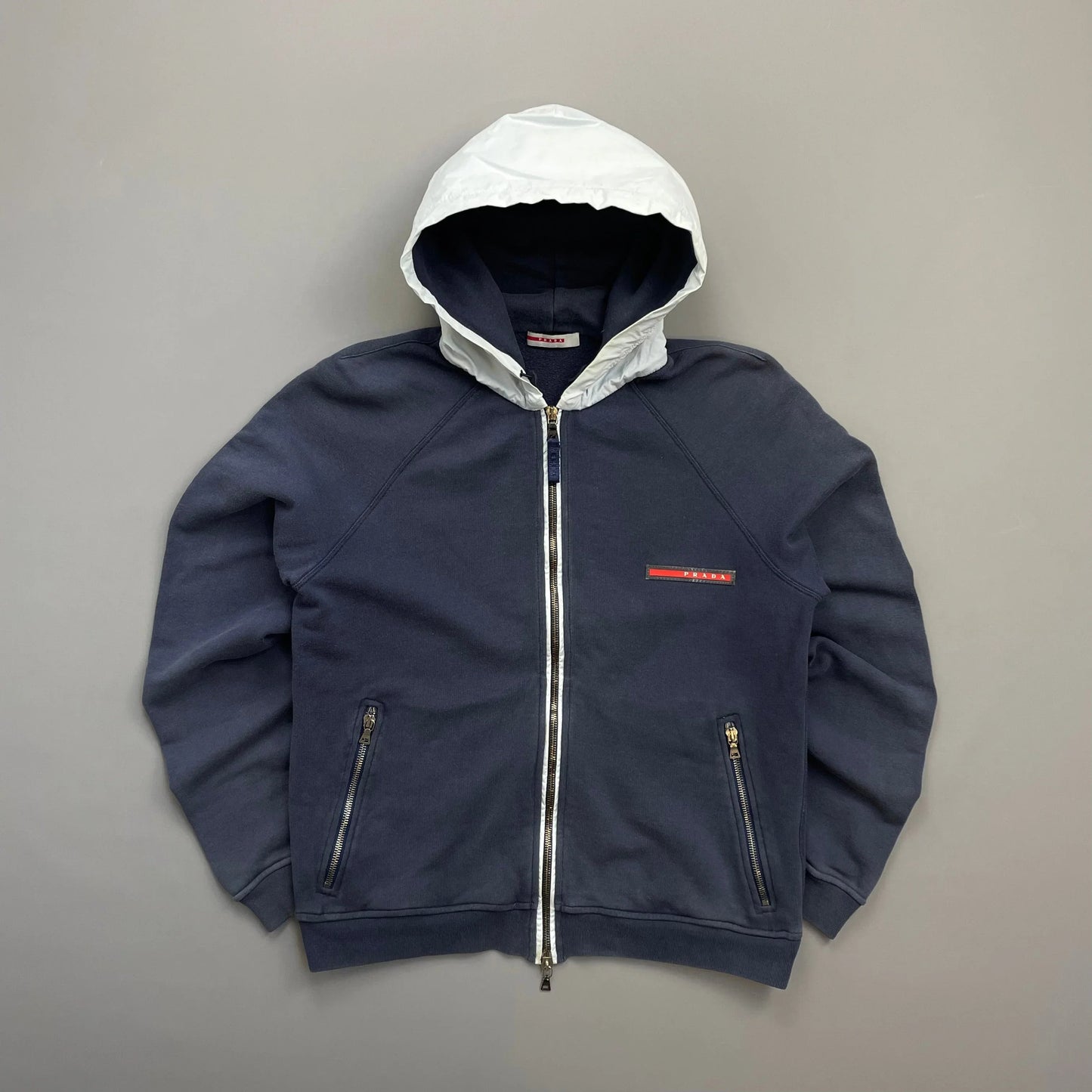 Prada Handbag Sport Cotton Hoodie White Navy