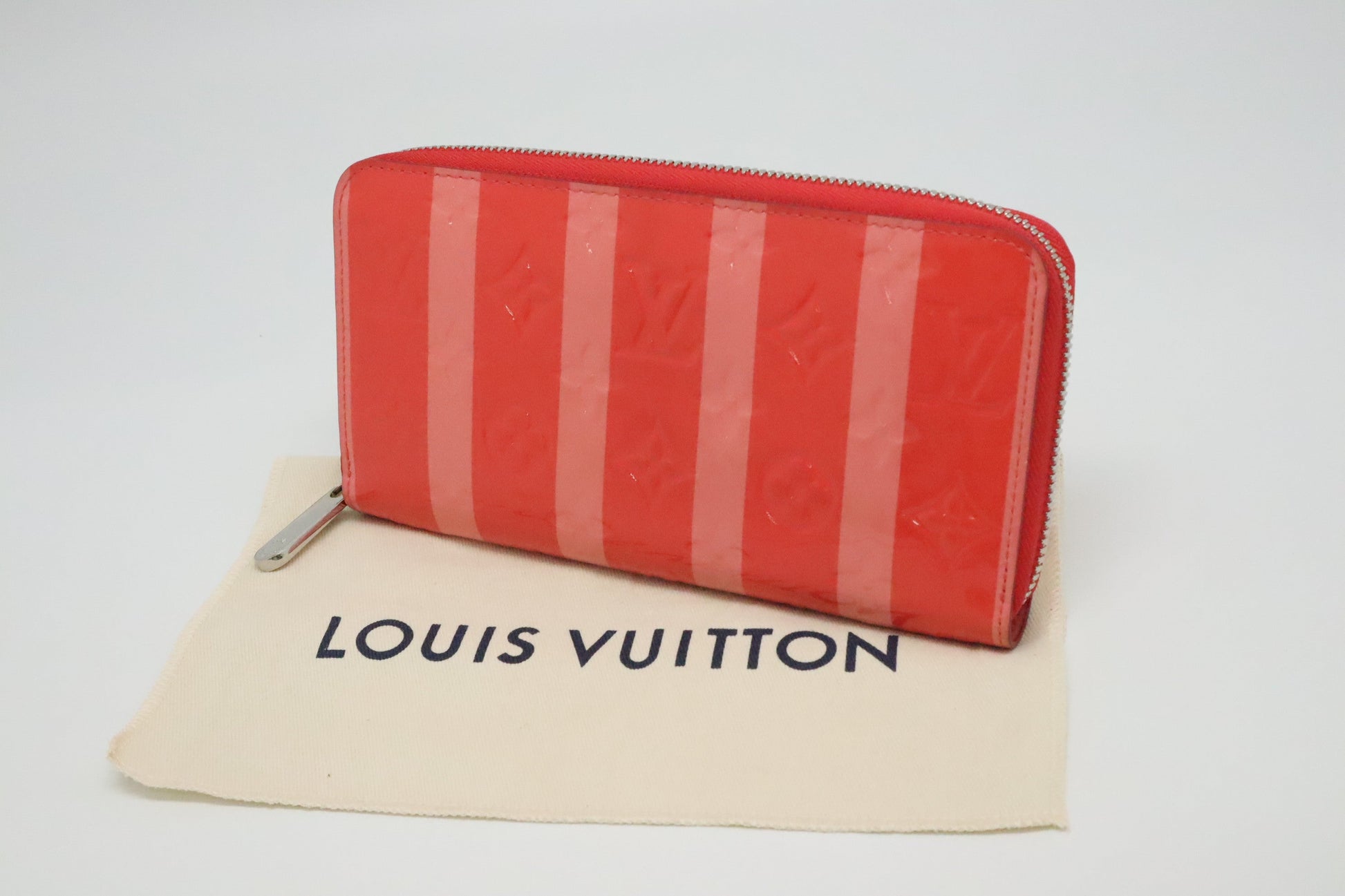 Louis Vuitton Long Zippy Poppy Rayures Vernis Leather Wallet Case