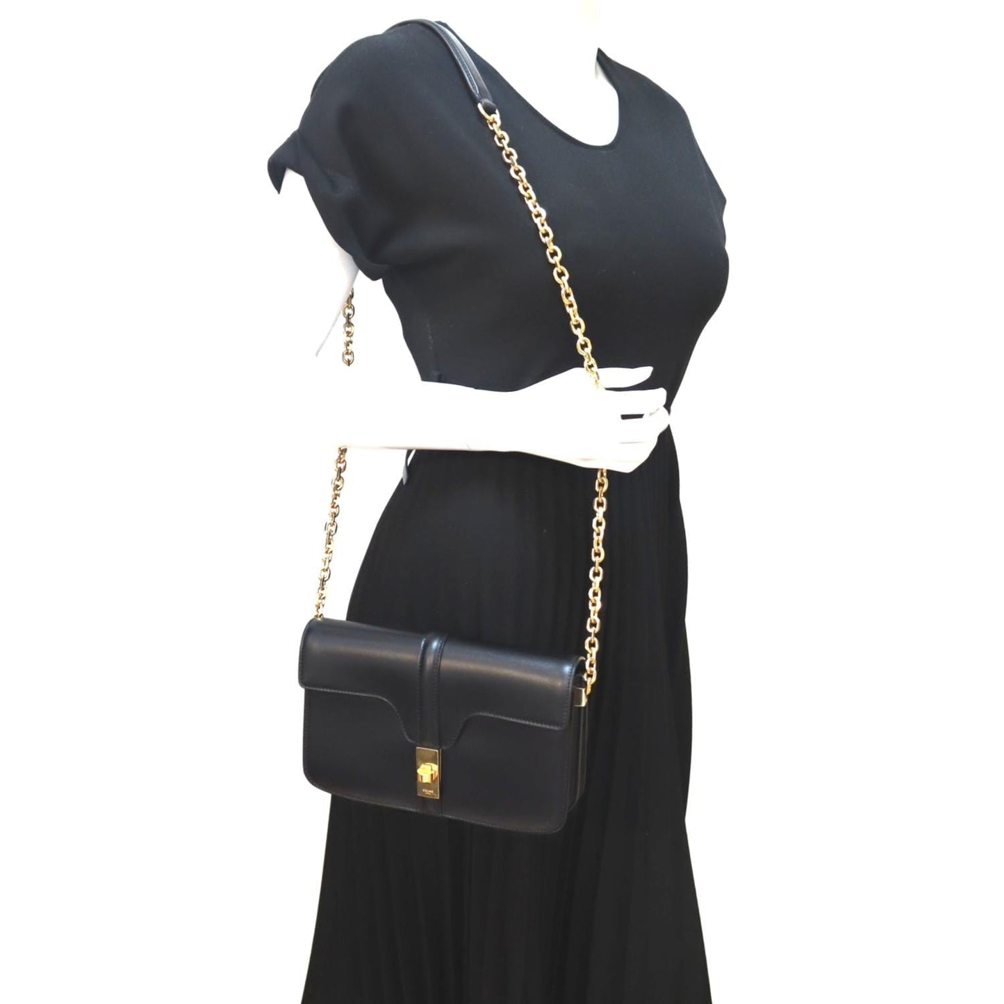 Satinated Calfskin Crossbody Chain Bag Leather Crossbody Bag