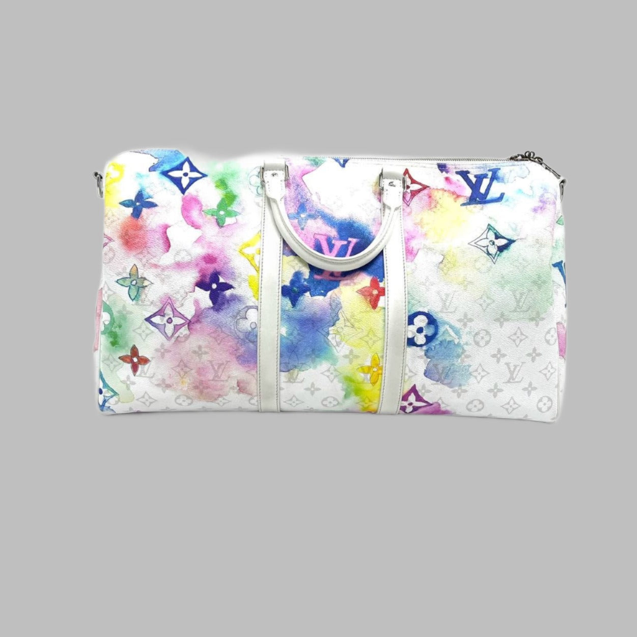 Louis Vuitton Keepall 50 on Monogram Watercolor White Travel Bag