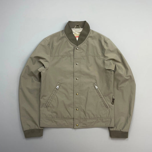 Prada Handbag Sport Grey 00s Goretex Lightweight Button-Through Bomber Brown Gray
