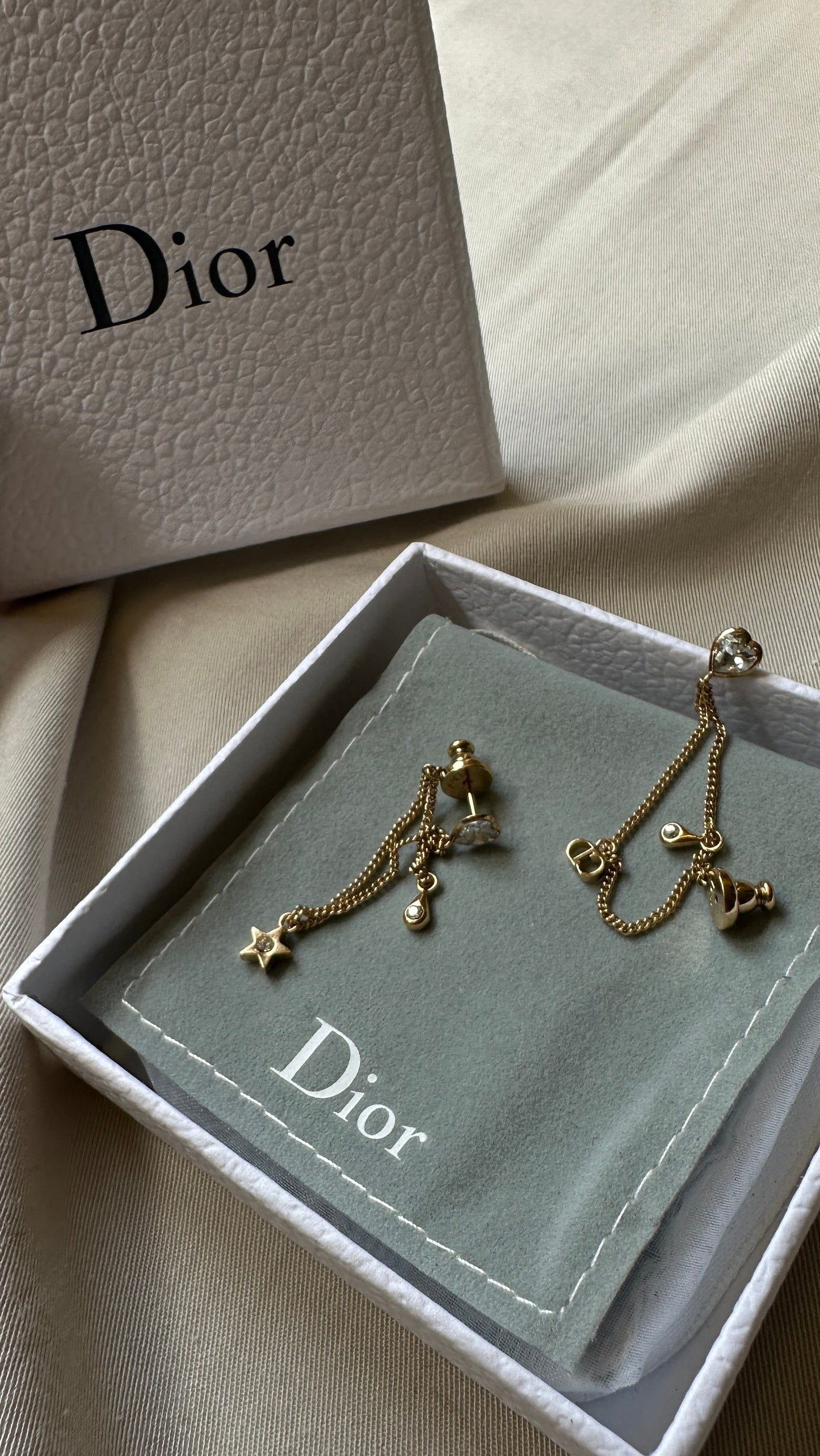 Dior Crystal Drop Earrings Gold Jewelry