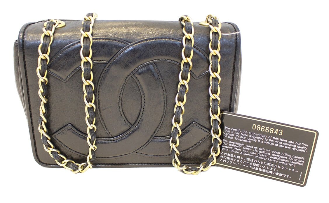 Chanel Lamb Skin CC Logo Black Travel Bag