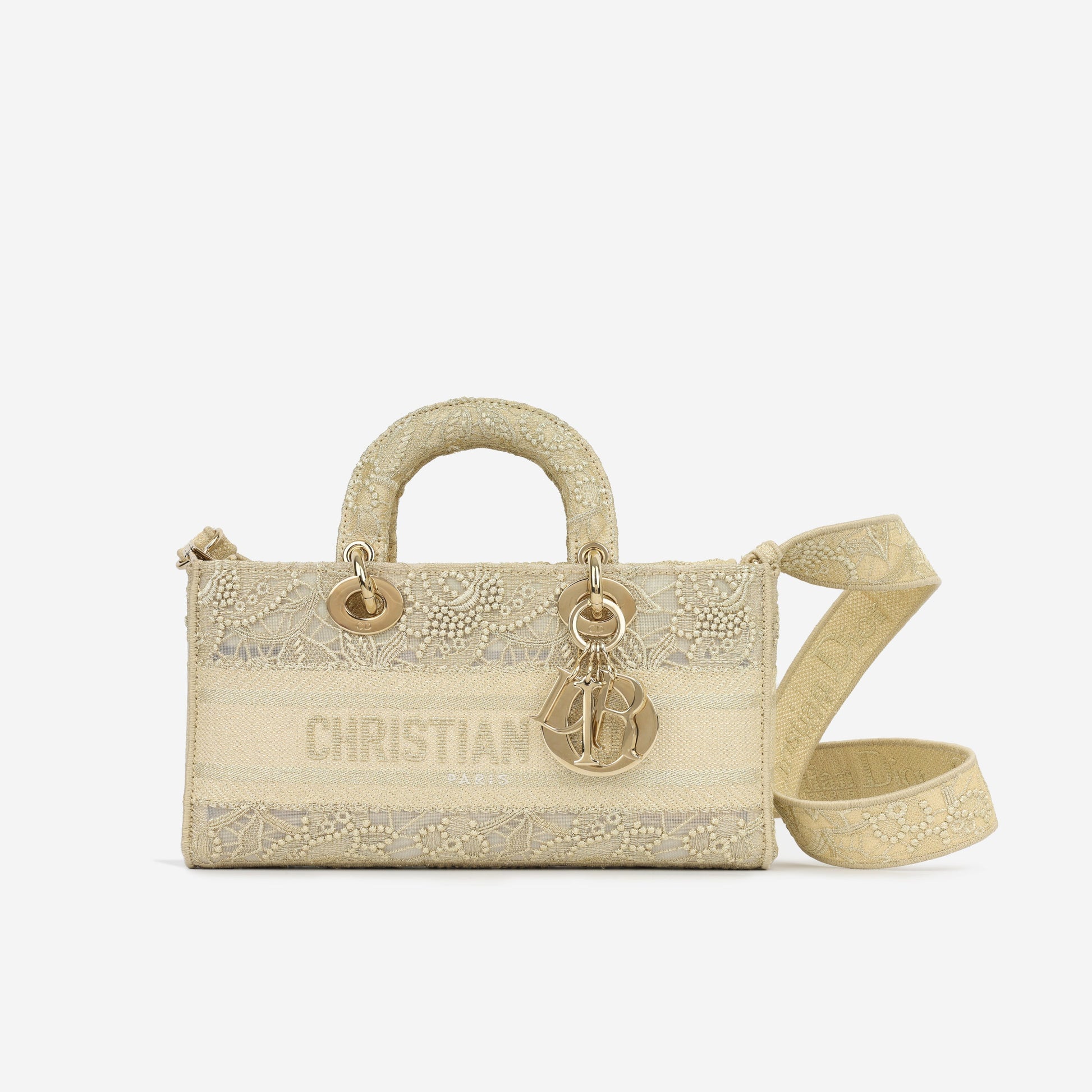 Dior Christian Lady Joy Tote Bag Lace Embroidery Cghw