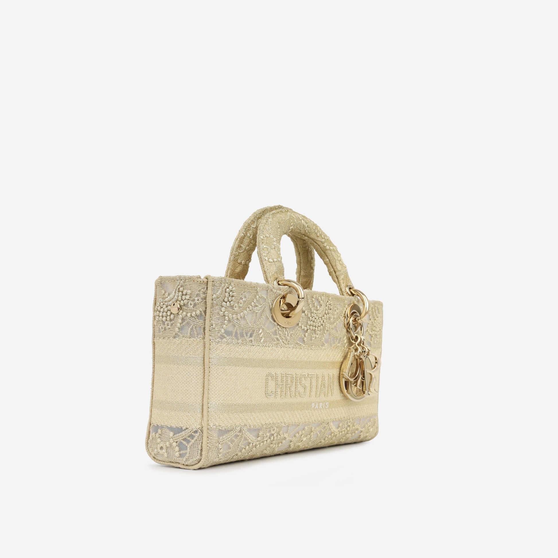 Dior Christian Lady Joy Tote Bag Lace Embroidery Cghw