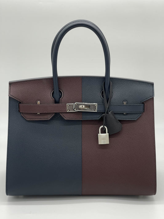 Gucci Hermes Birkin Cas Ue Rouge Sellier Bleu Indigo Travel Bag