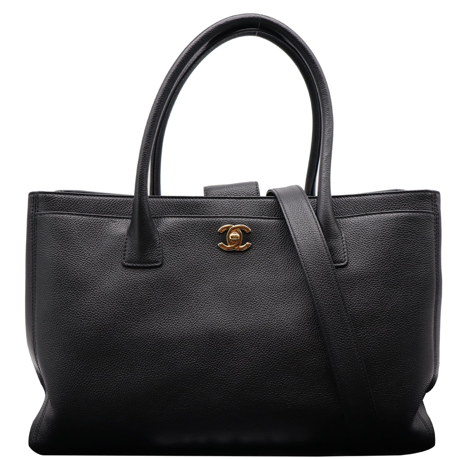 Chanel Cerf Executive Shopper Leather Black Travel Bag