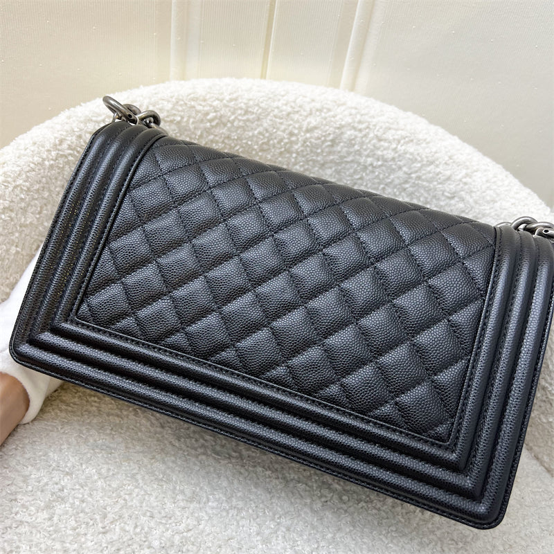 Chanel Medium 25cm Boy Flap in Black Caviar and RHW