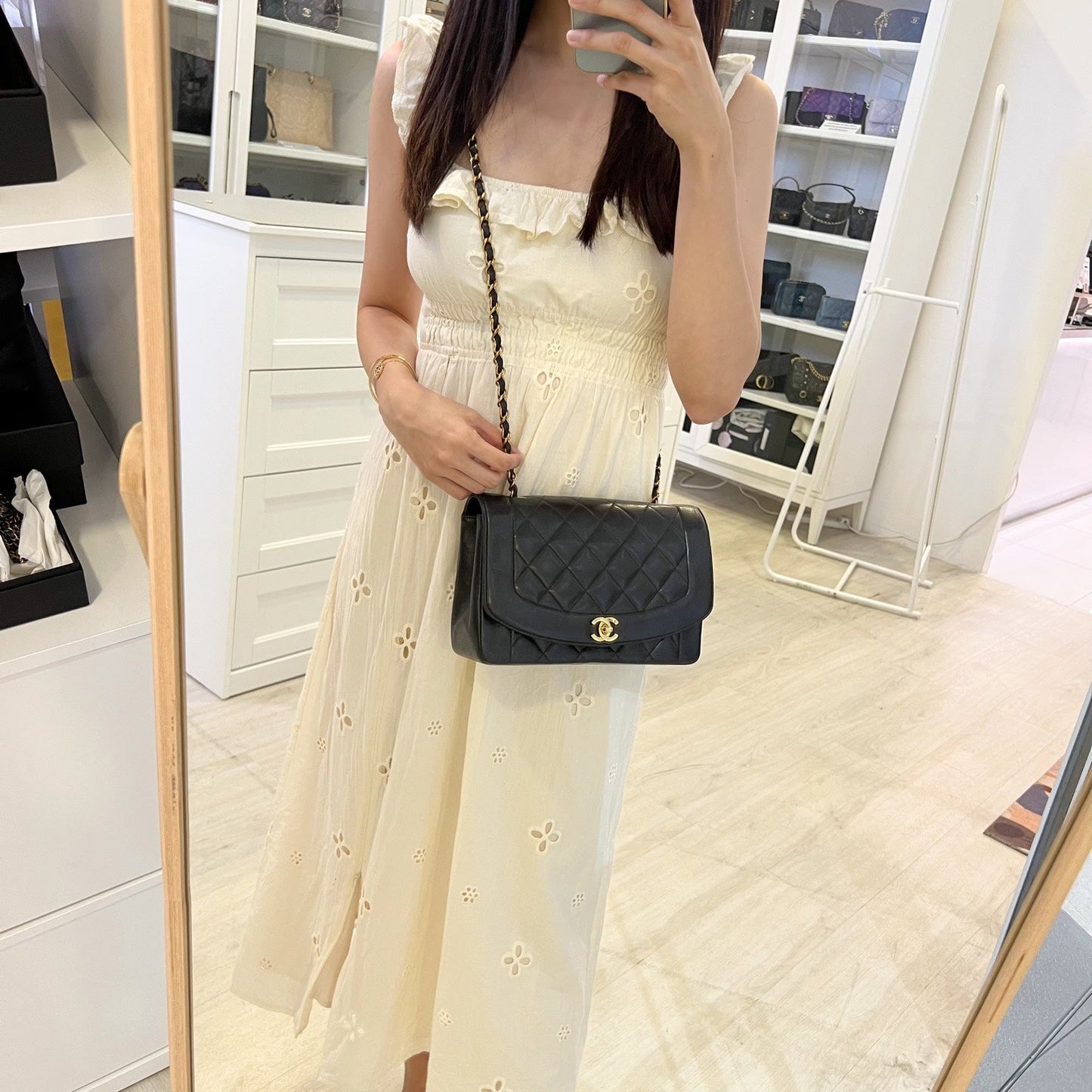 Chanel Medium Diana Flap In Black Lambskin And 24K Ghw Bag