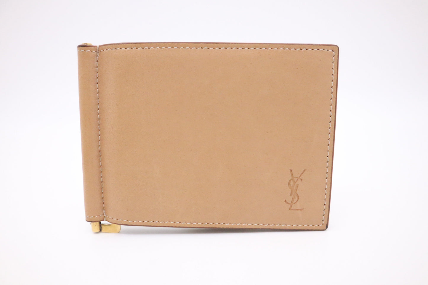 YSL Saint Laurent Bifold Wallet In Travel Bag Leather Tan