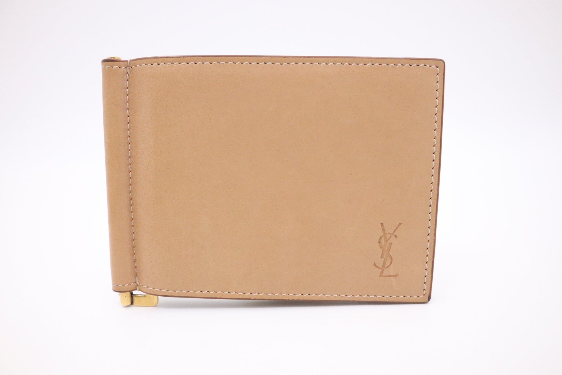 YSL Saint Laurent Bifold Wallet In Travel Bag Leather Tan