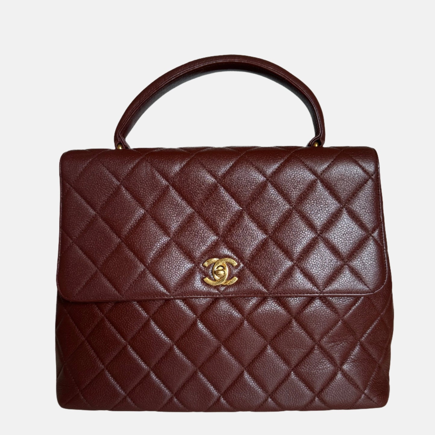 Chanel Top Handle Kelly Dark Caramel Flap Gold Leather Shoulder Bag