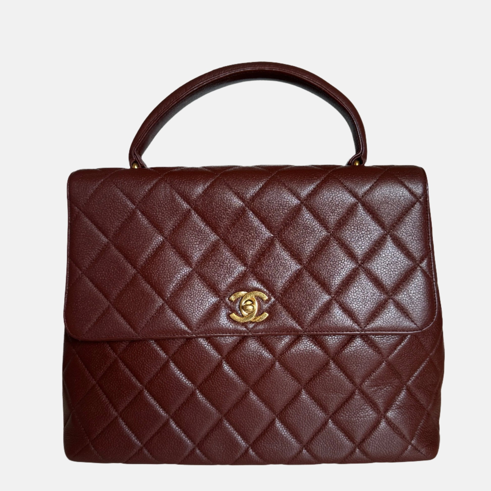 Chanel Top Handle Kelly Dark Caramel Flap Gold Leather Shoulder Bag