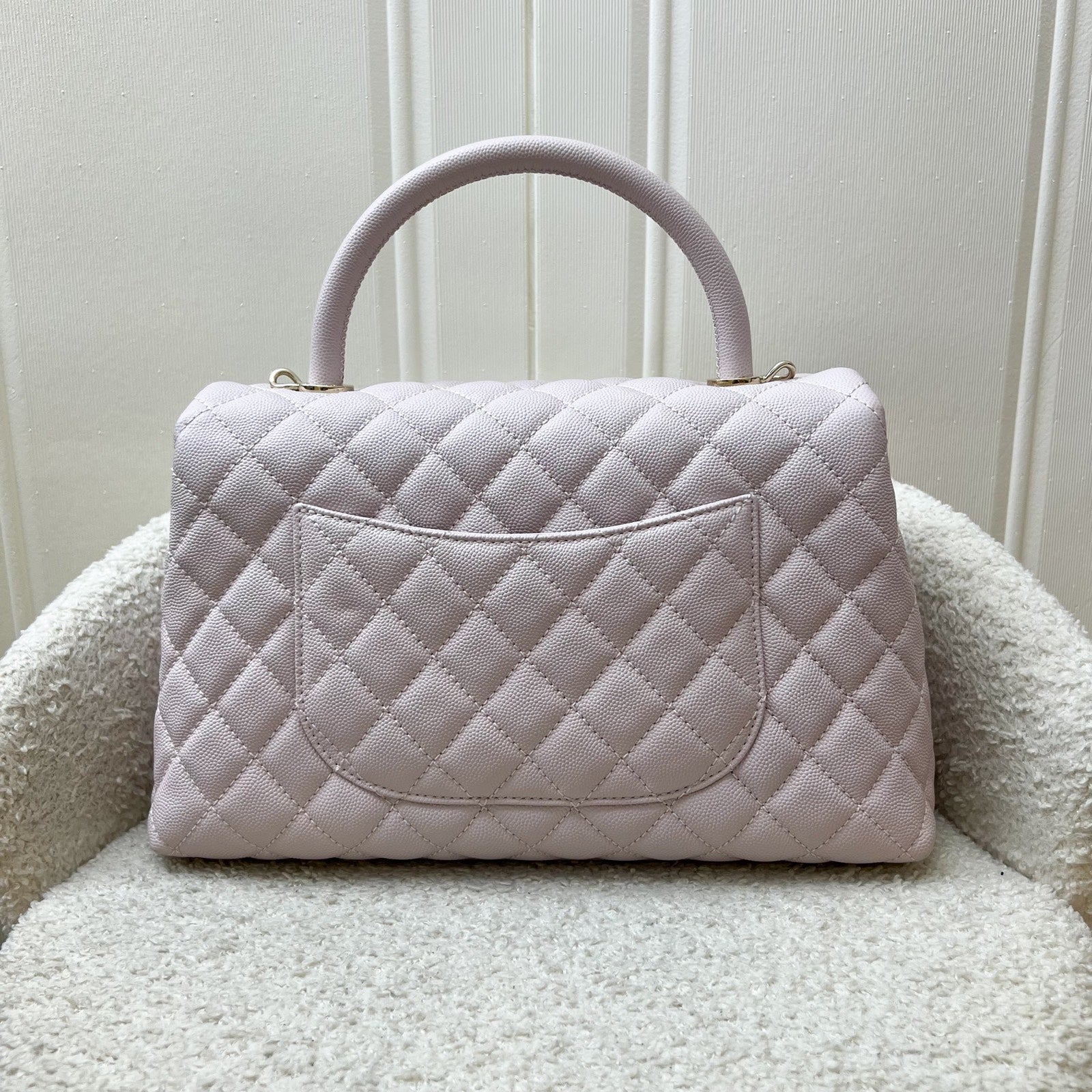 Chanel Medium 29CM Coco Handle in 20A Lilac Caviar and Lghw Handbag