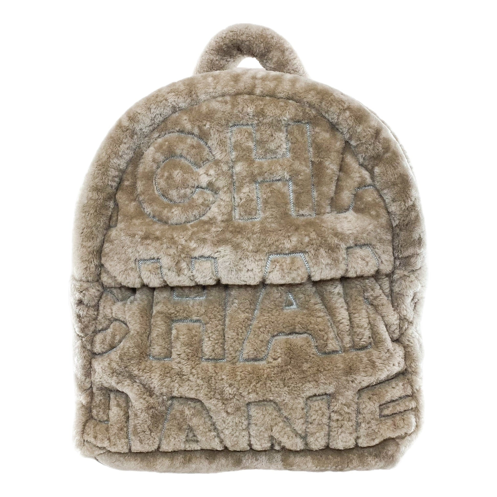 Chanel Gray Shearling Doudoune Backpack